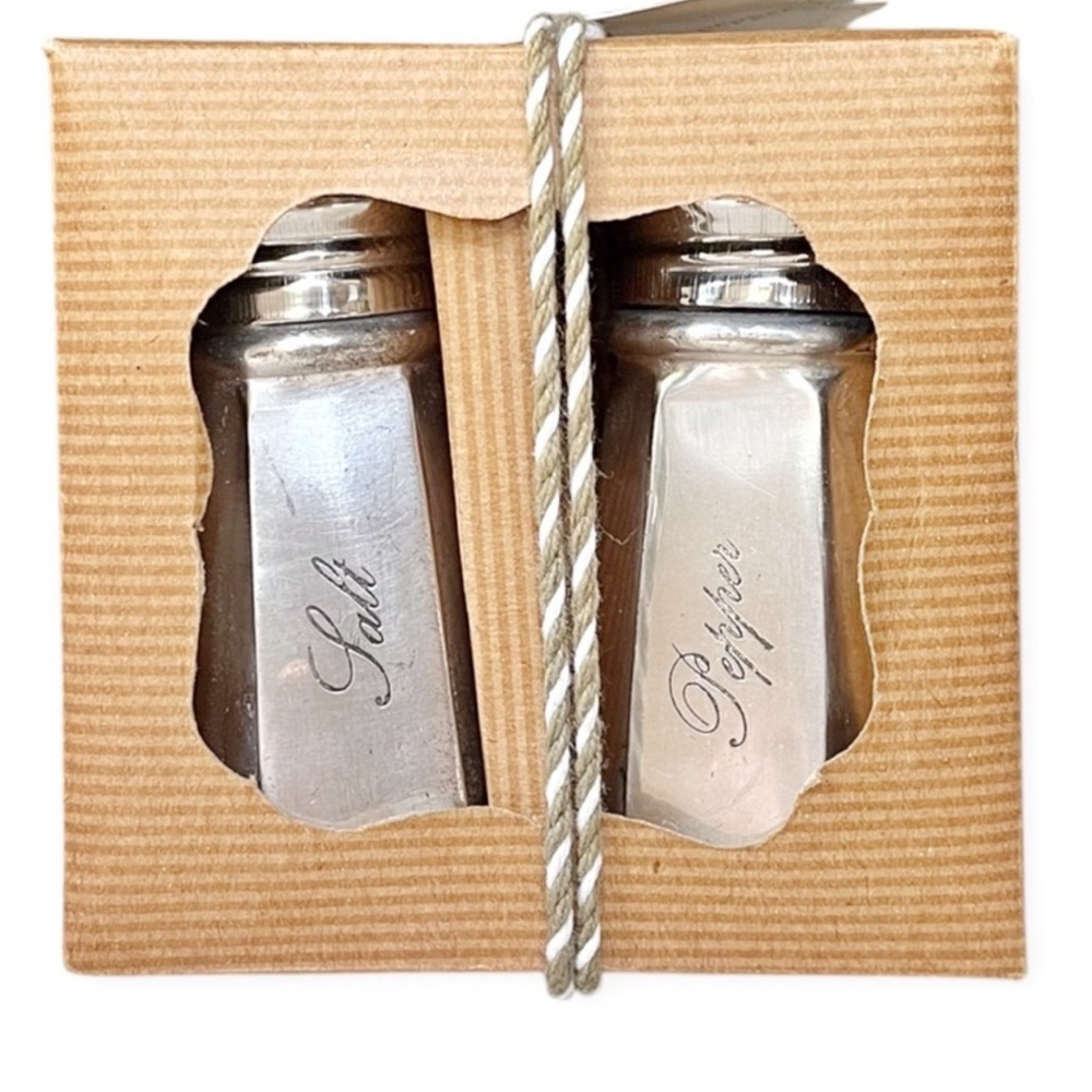 NIB Pottery Barn Antique Silver Salt & Pepper Shakers - 3" Tall - Picture 4 of 4